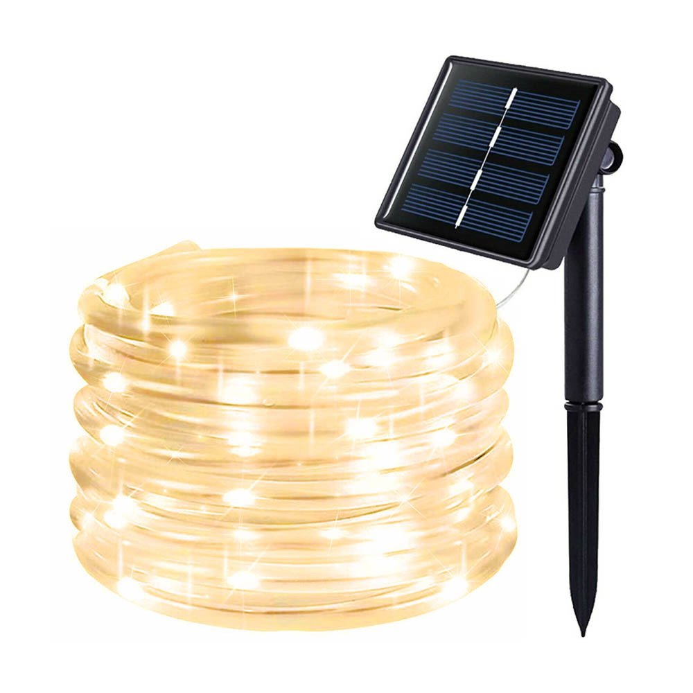 Fio de Luzes Solares LED 10m - Branco quente para Jardim e decoração